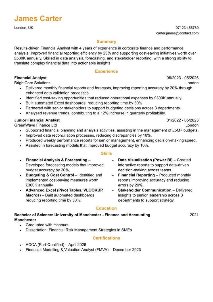 Space-saver Word CV template