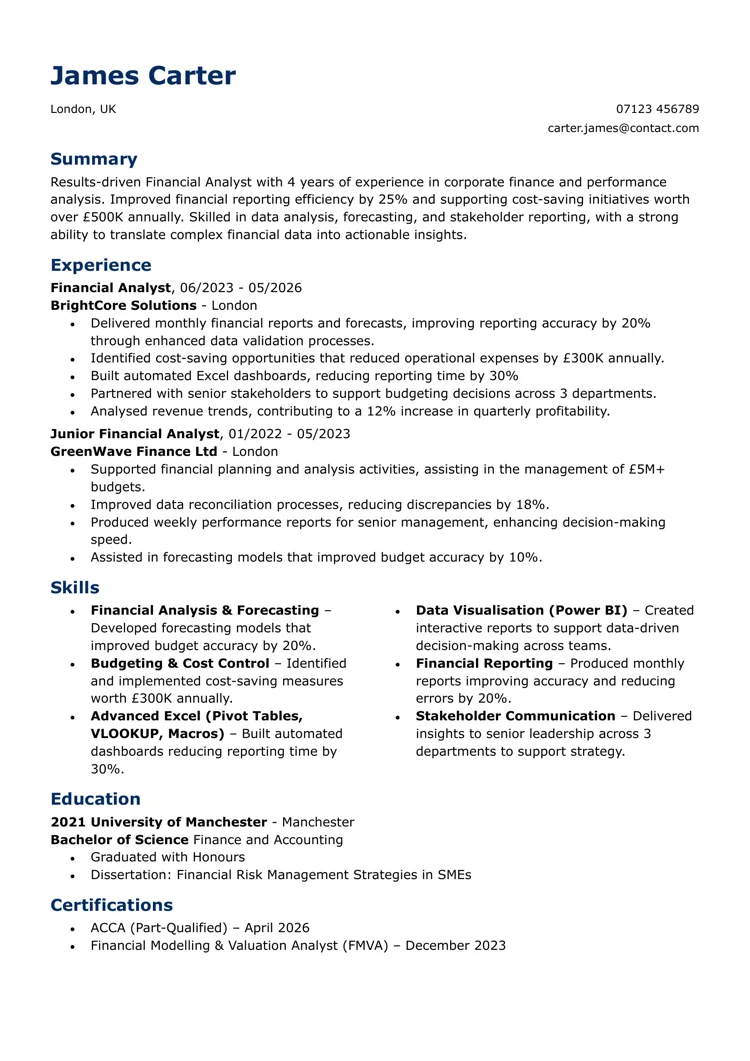 Standard Word CV template