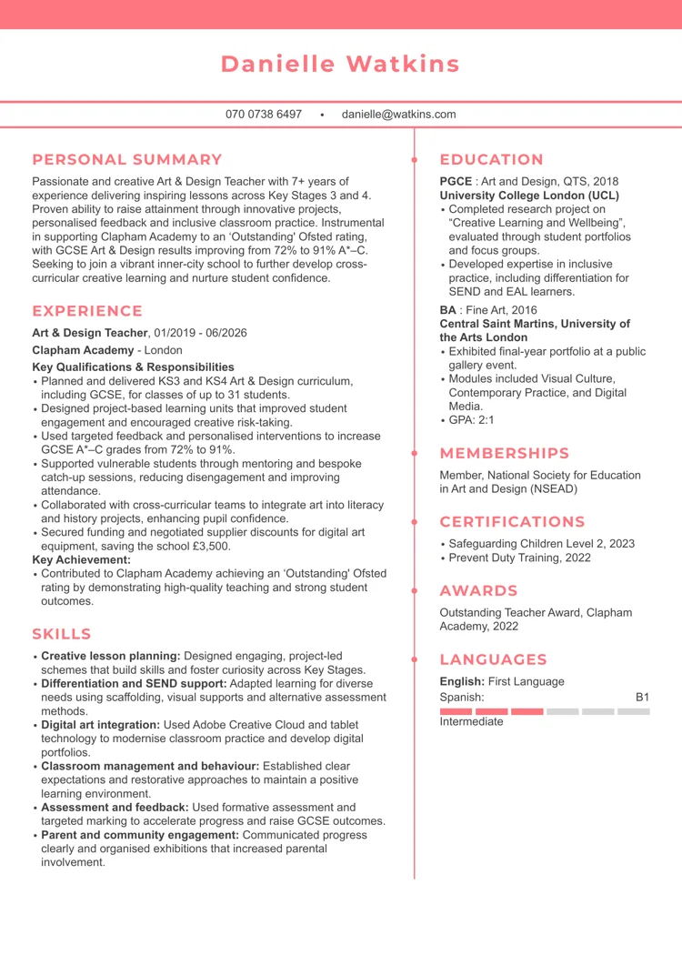 Word CV template for experienced candidates