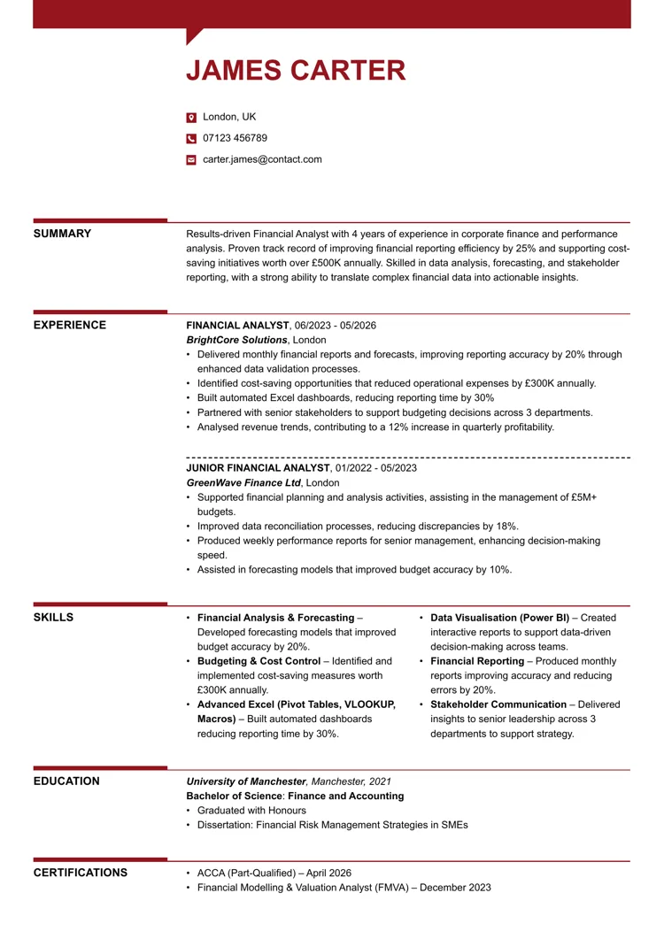Intelligent Word CV template