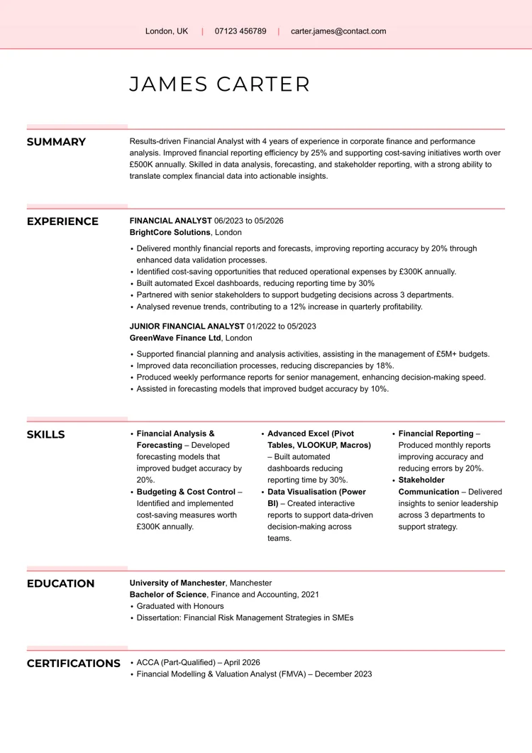 Clean Word CV template