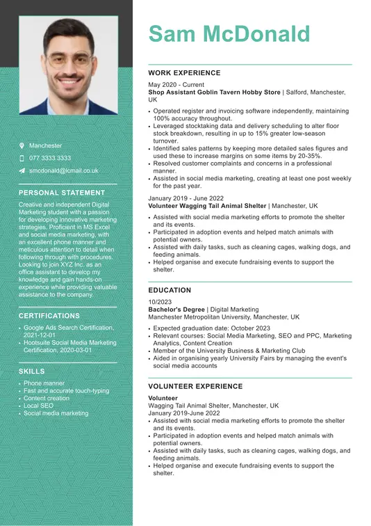 cv templates student cv template