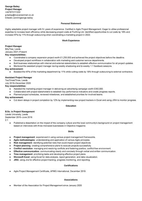 CV format template—reverse-chronological CV