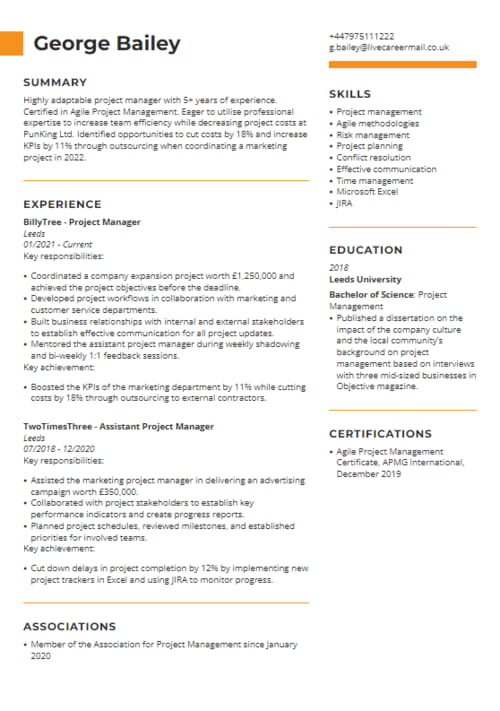 CV format template—reverse-chronological CV