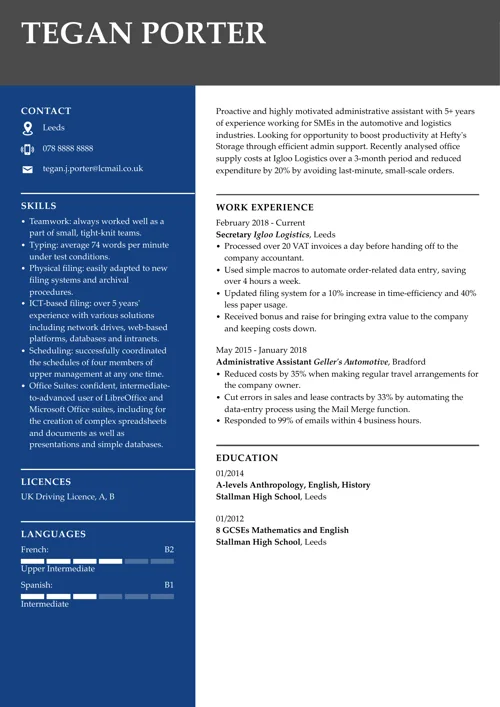 No date of birth on CV: sample