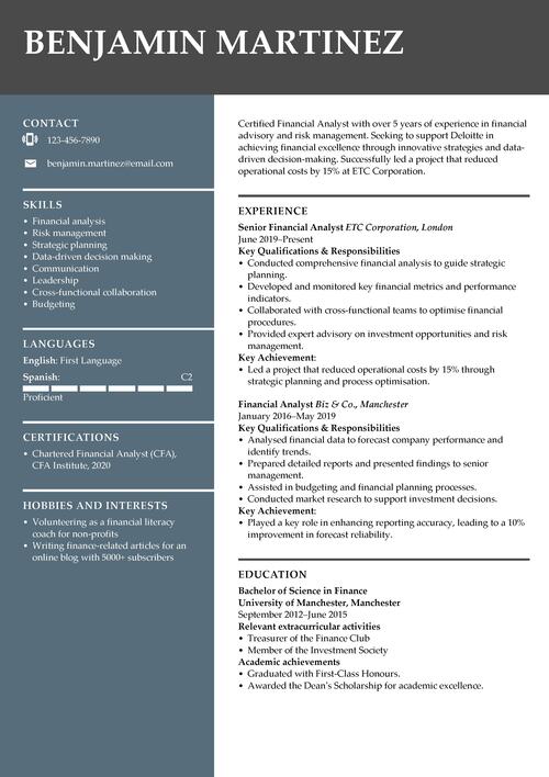 Deloitte CV example