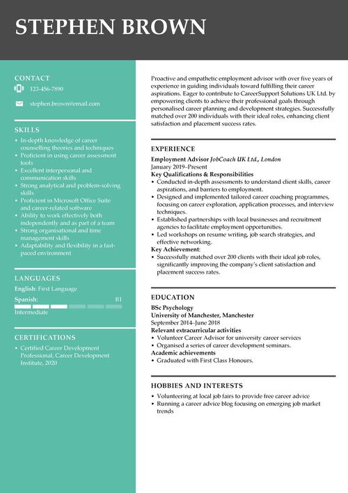 Employment advisor CV example