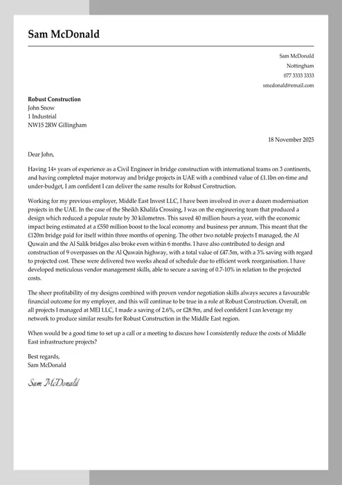 engineer cover letter example