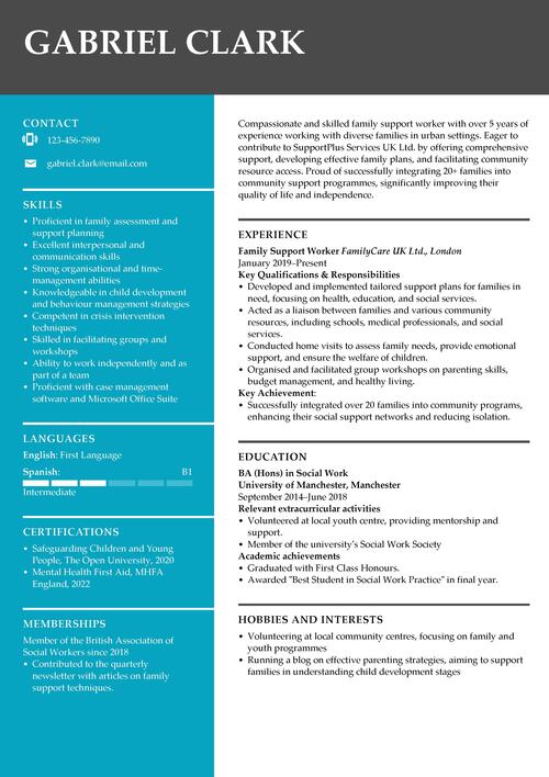 family support worker CV example