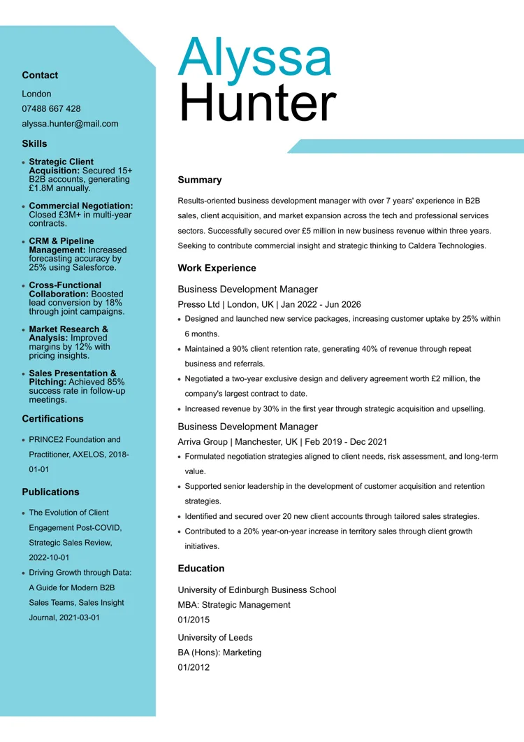 Download this free CV template