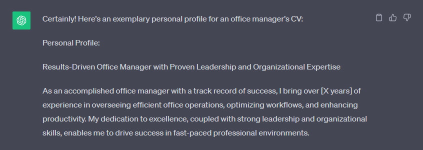 personal profile written with ChatGPT