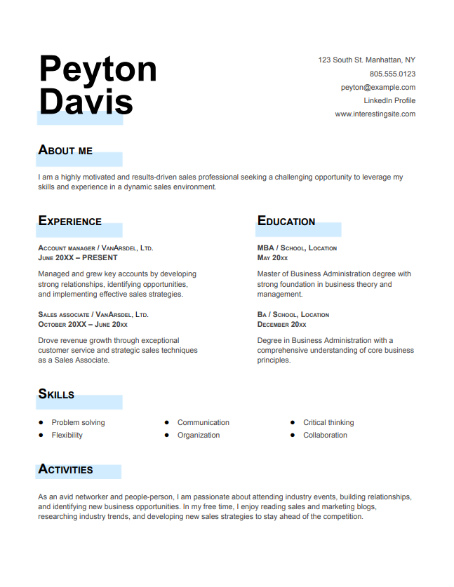 free Google Docs CV template