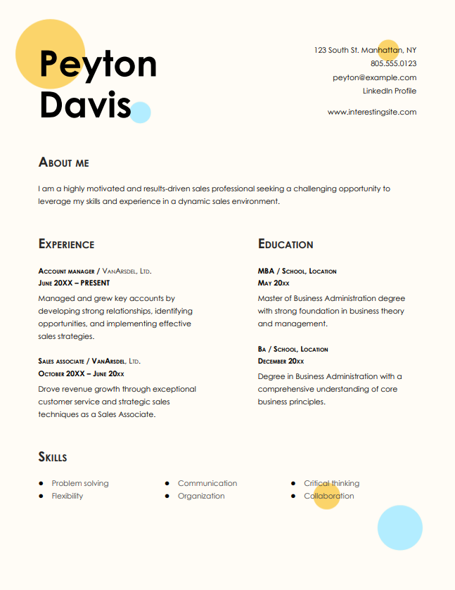 free Google Docs CV template