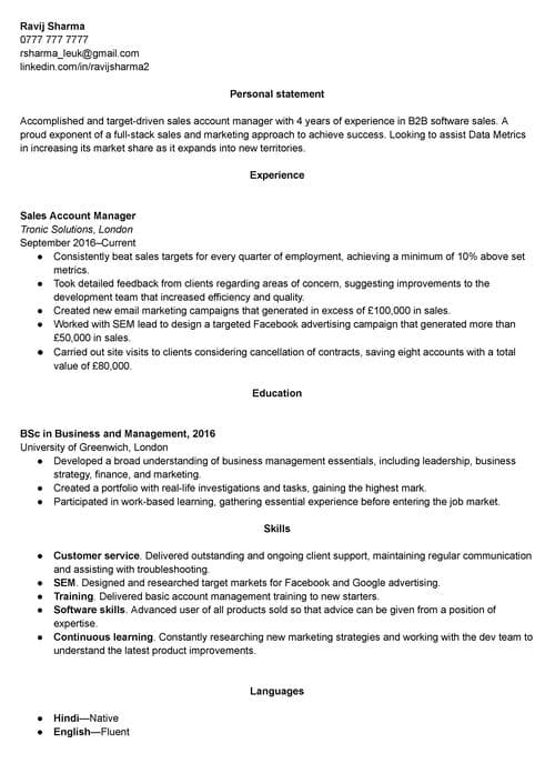 free Google Docs CV template