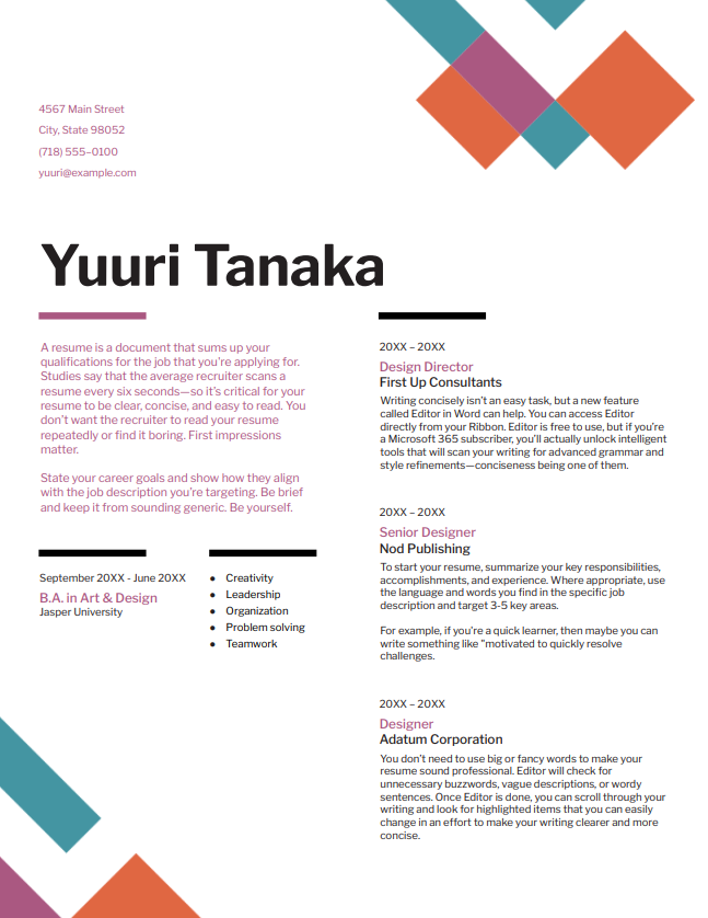 free Google Docs CV template