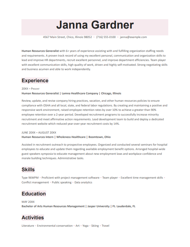 free Google Docs CV template