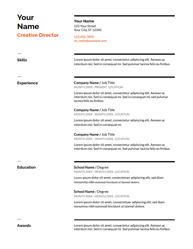 free Google Docs CV template