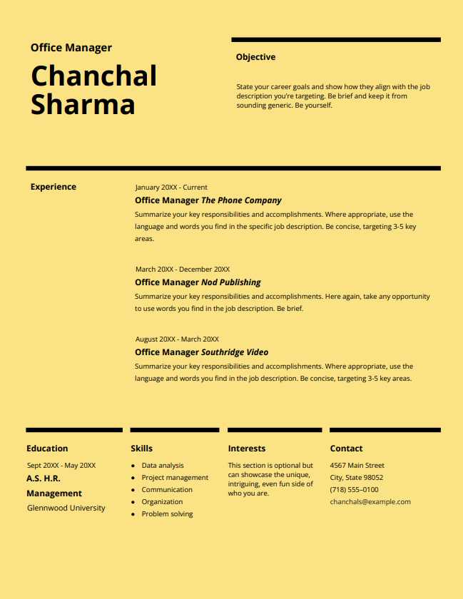 free Google Docs CV template