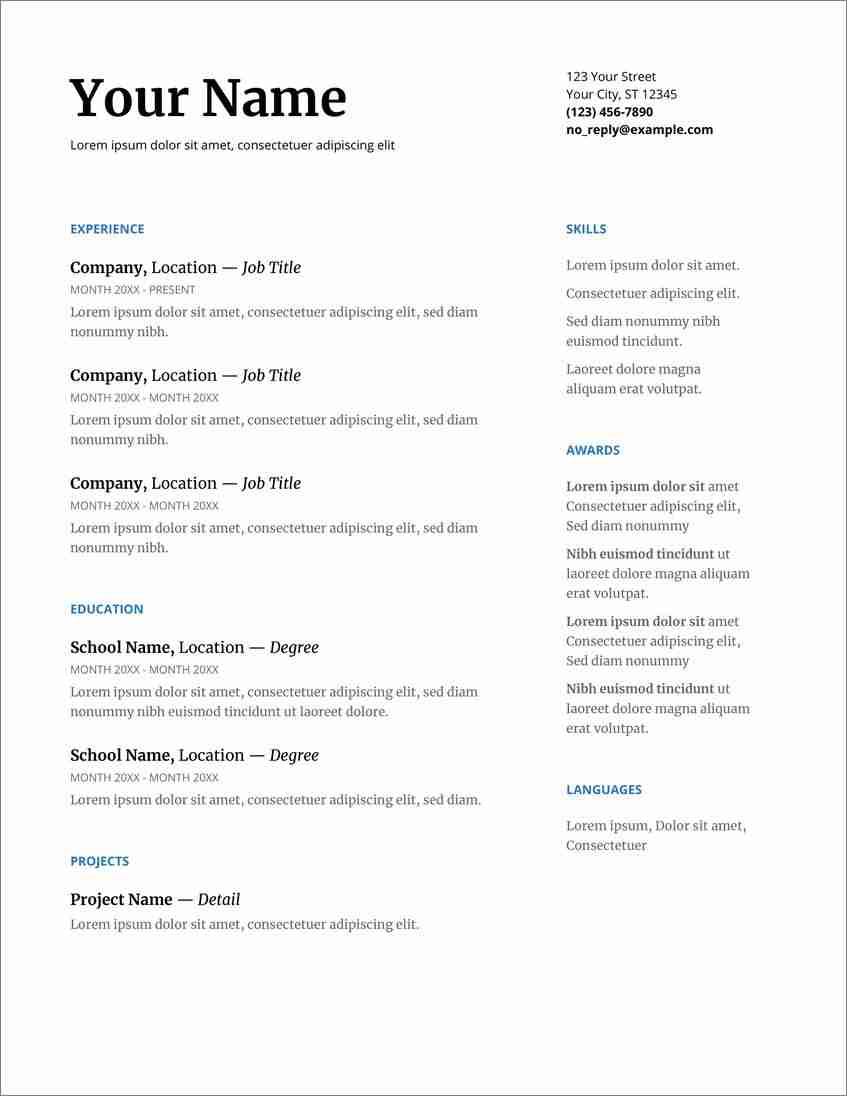 free downloadable resume templates google docs