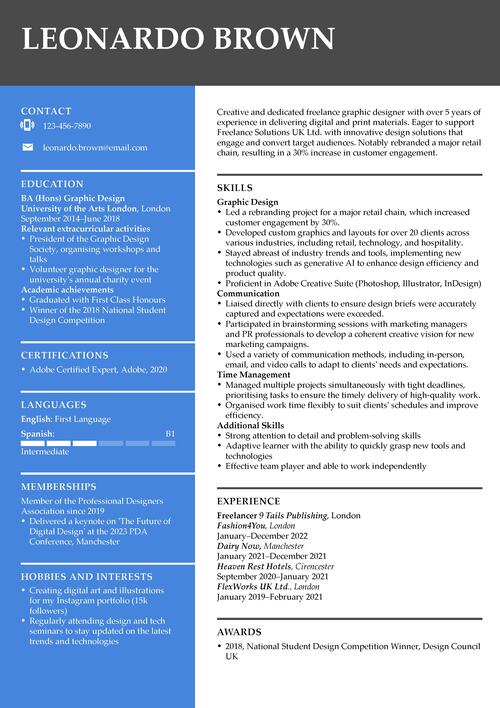 freelancer CV example