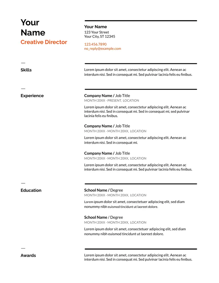 Swiss CV template