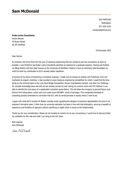 graduate cover letter example