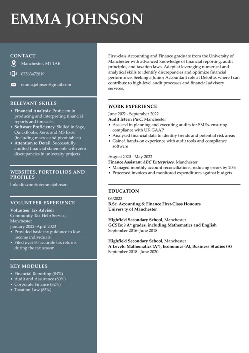 graduate CV example