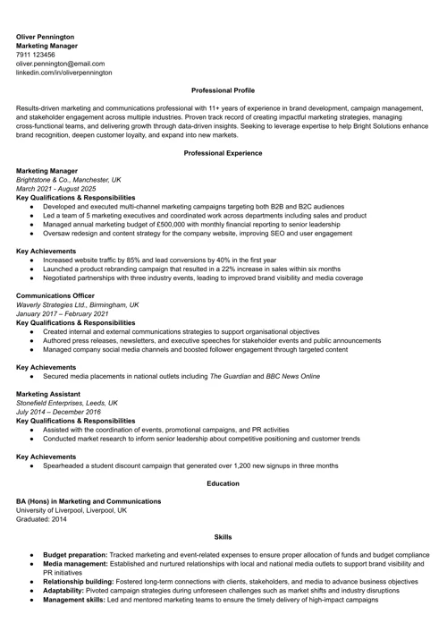CV sample