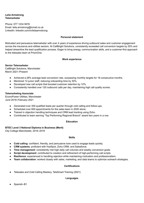 CV sample