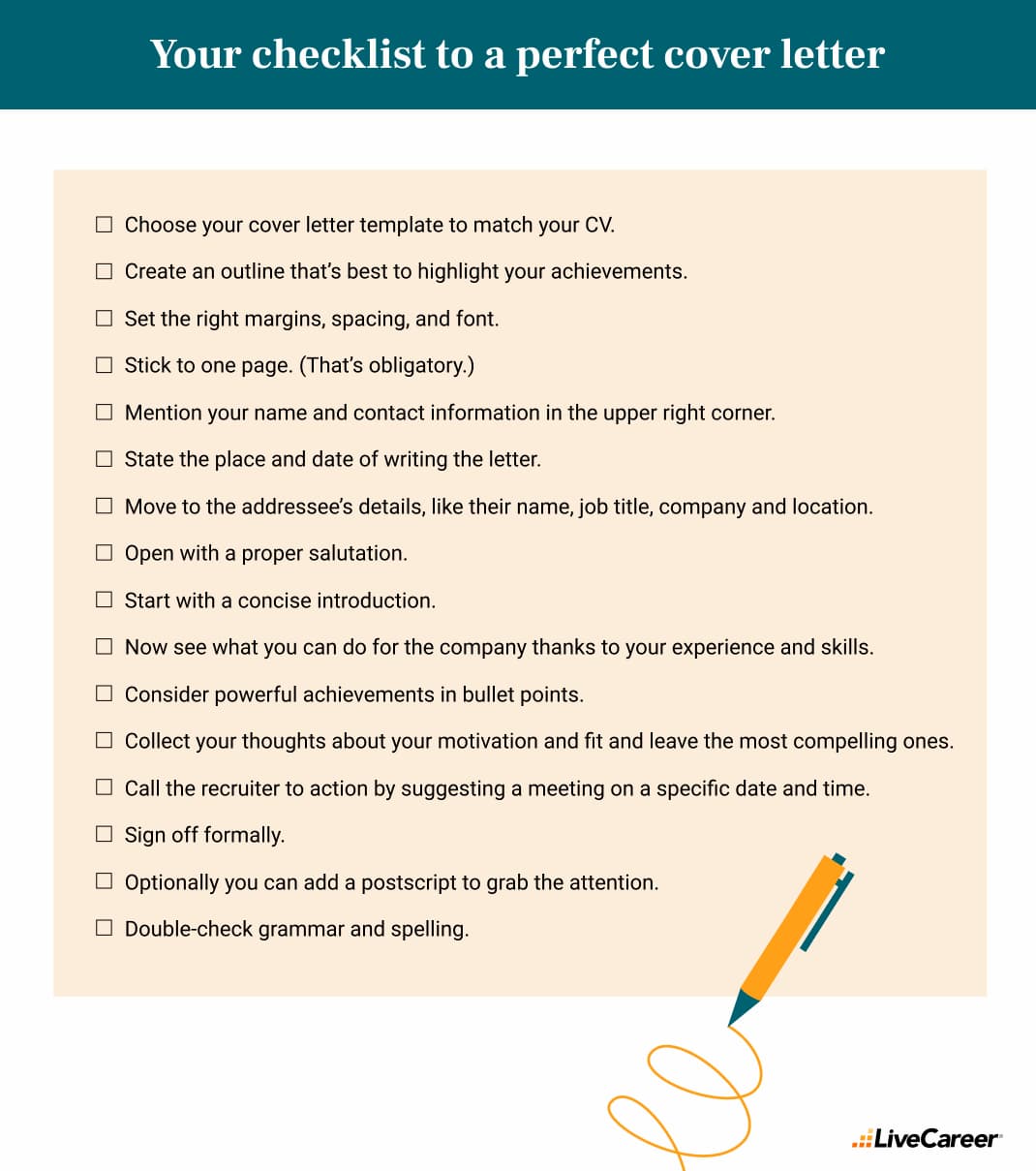 checklist for writing the perfect cover letter