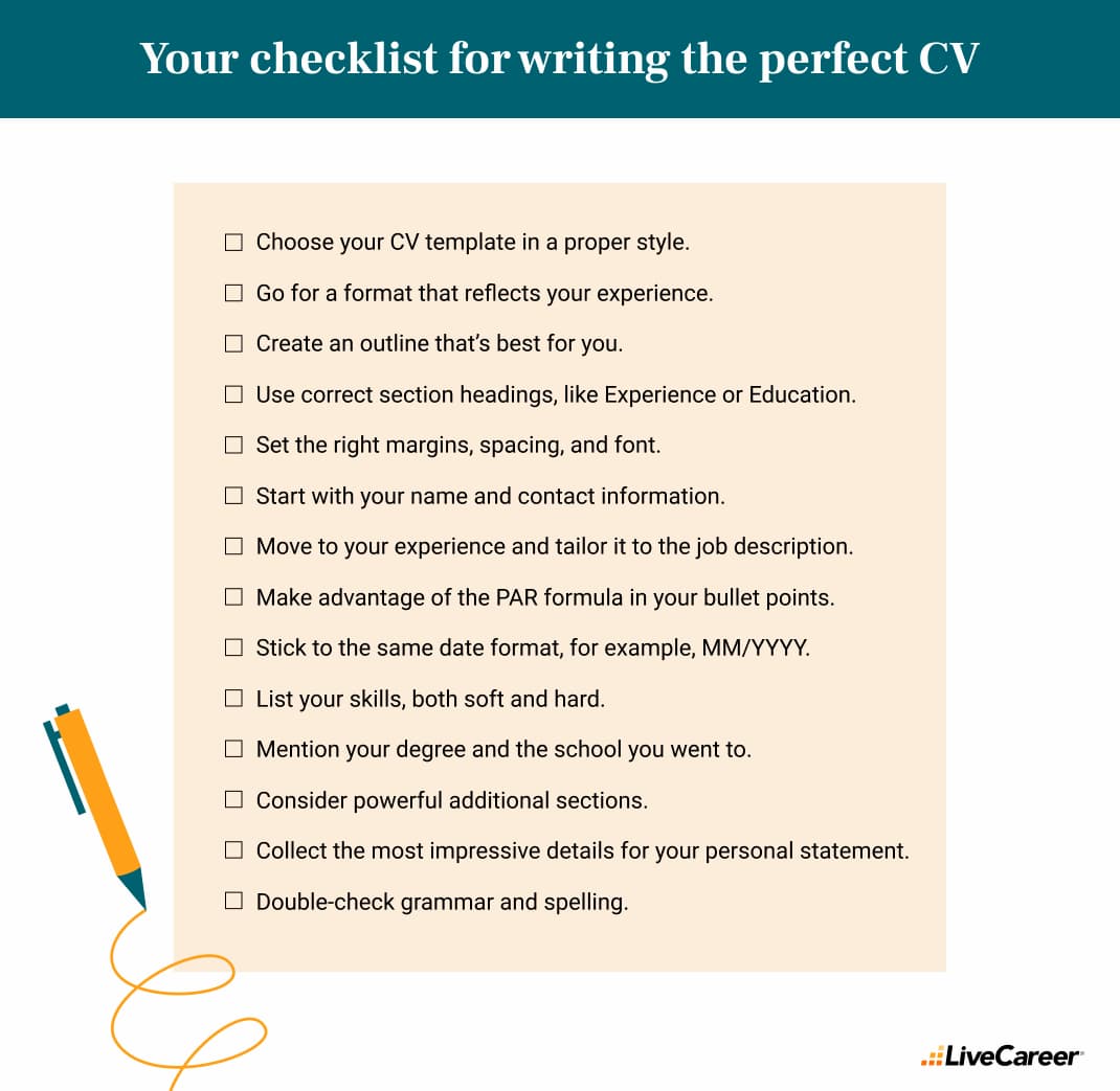 checklist for writing the perfect CV