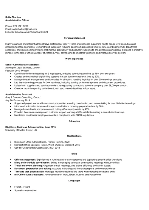 CV sample