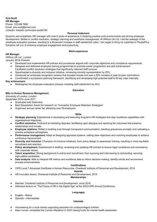 CV sample
