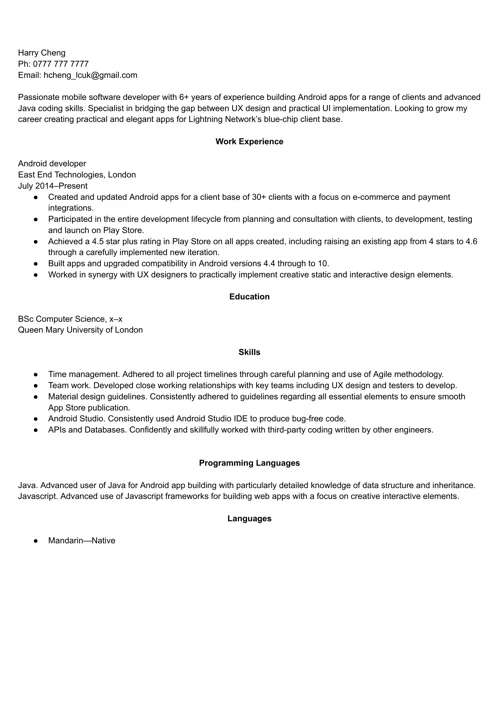 IT skills CV example