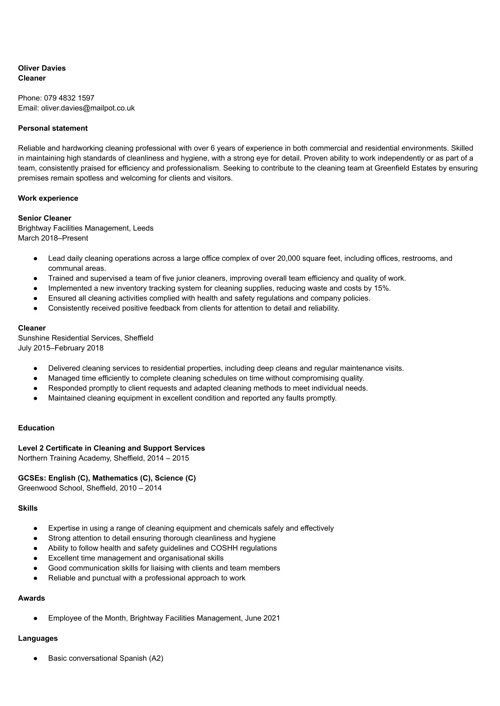 cv sample