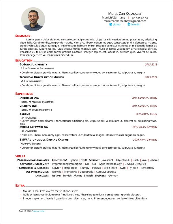 Kesir I aret Hissetmek Curriculum Vitae Latex Template Kritik Bo mak Maymun