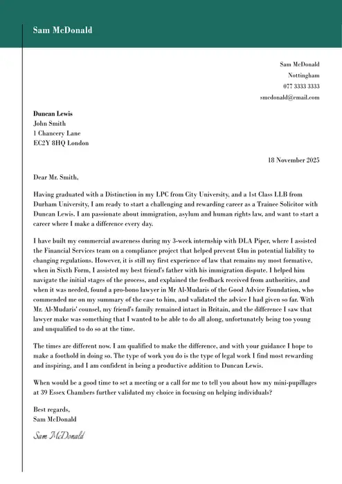 legal cover letter example