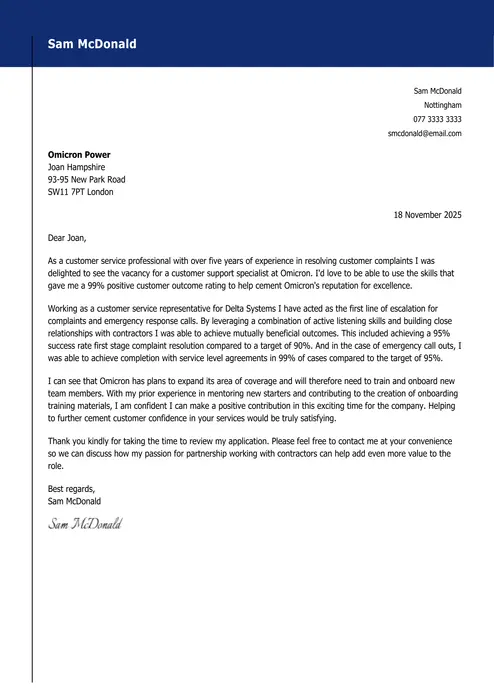 letter of application example