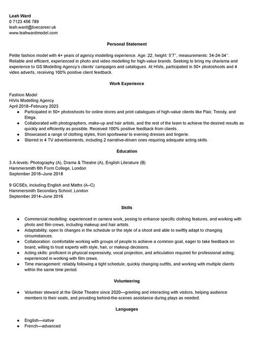 model cv examples