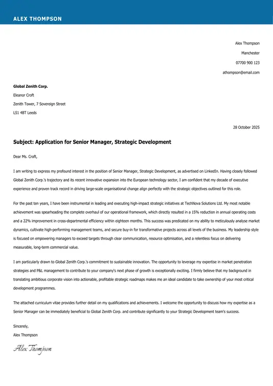 modern cover letter template