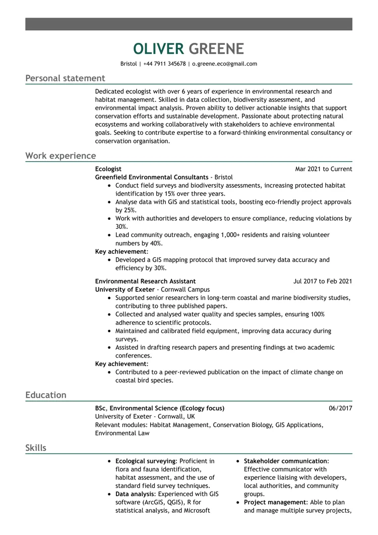 emphasis CV template