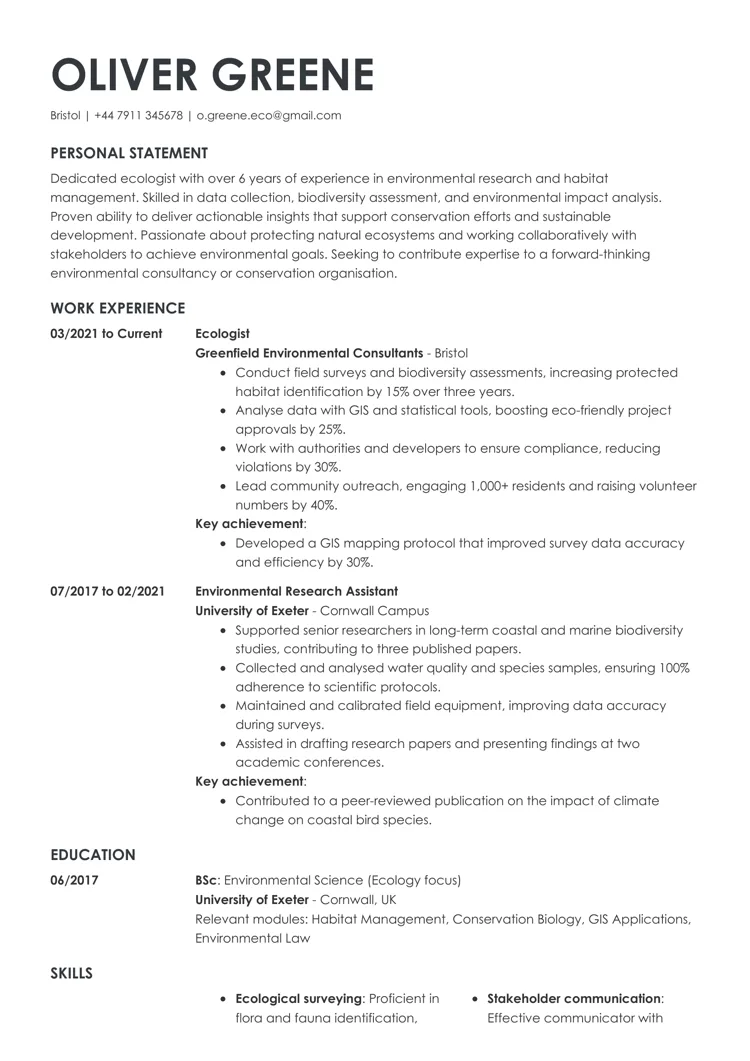 contemporary CV template