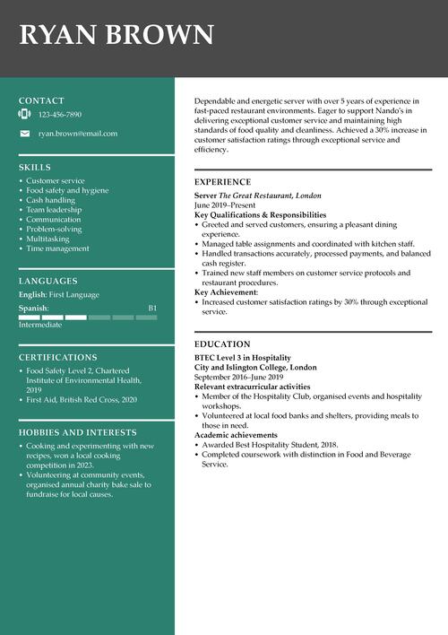 Nando's CV example