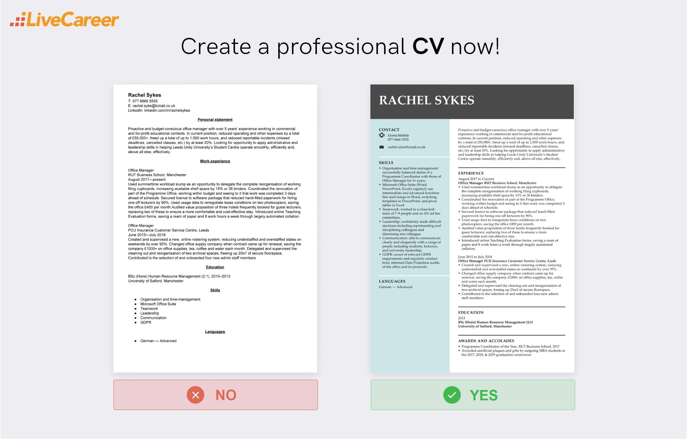 office manager cv example