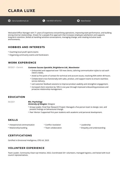 CV example with people skills