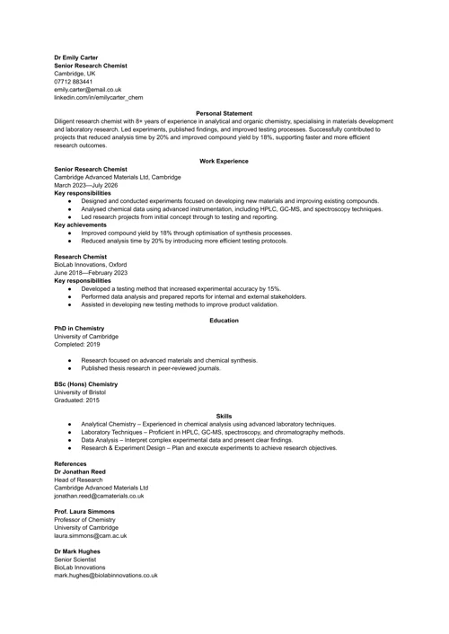 references on a CV