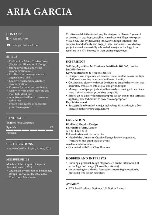 self-employed CV example