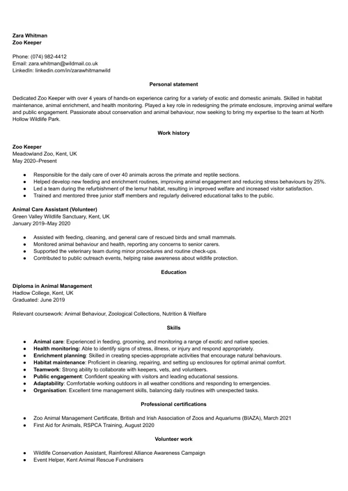 CV sample