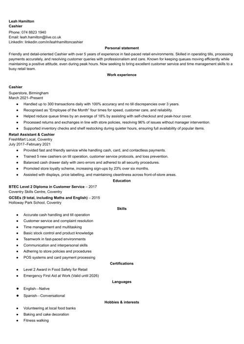 CV sample
