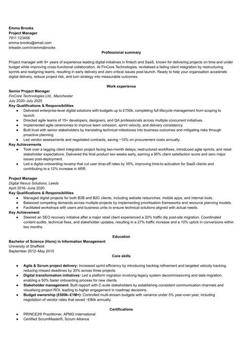 CV sample